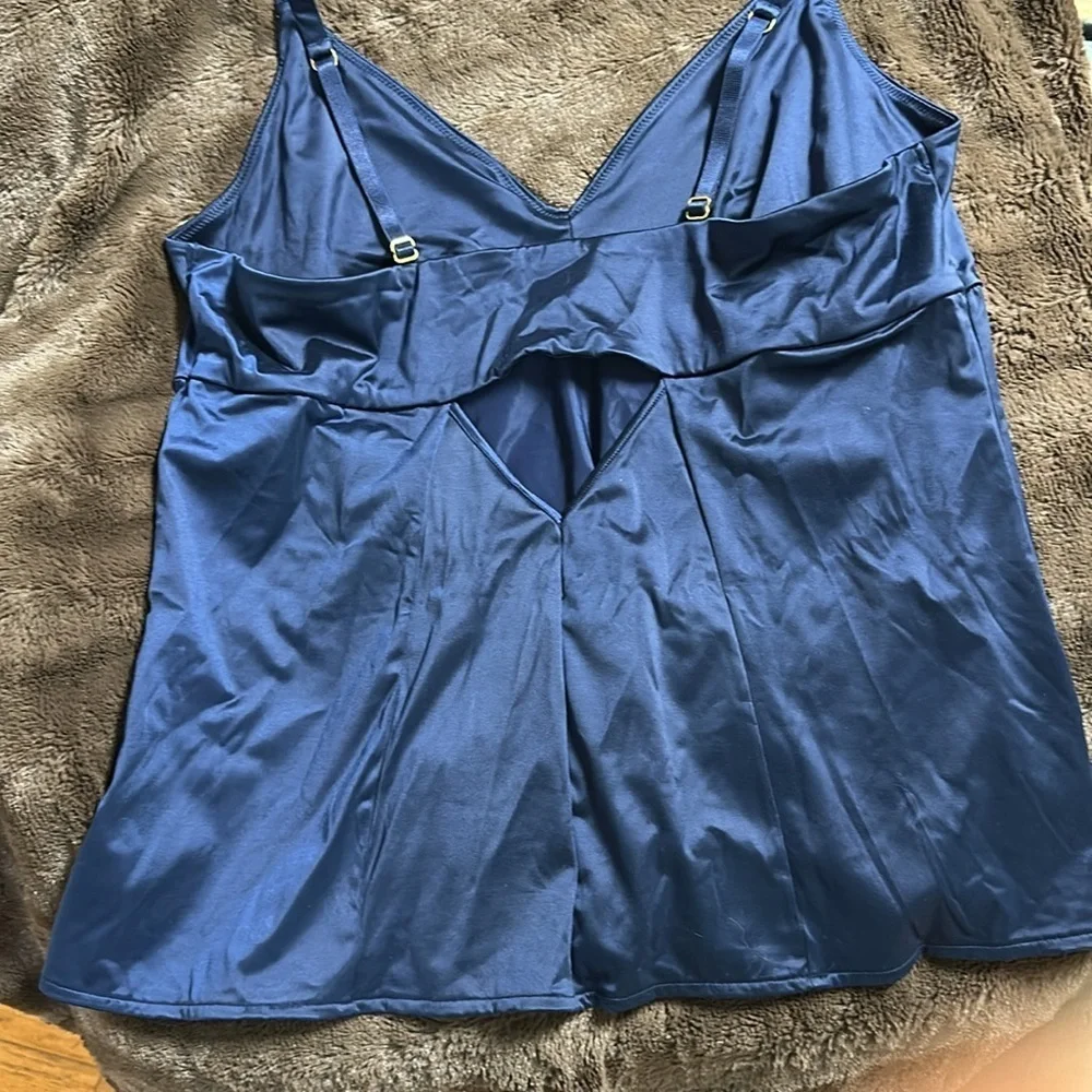 NWT SOMA Luxe Knit Stretch Satin Cami Nightfall Navy Sz Large